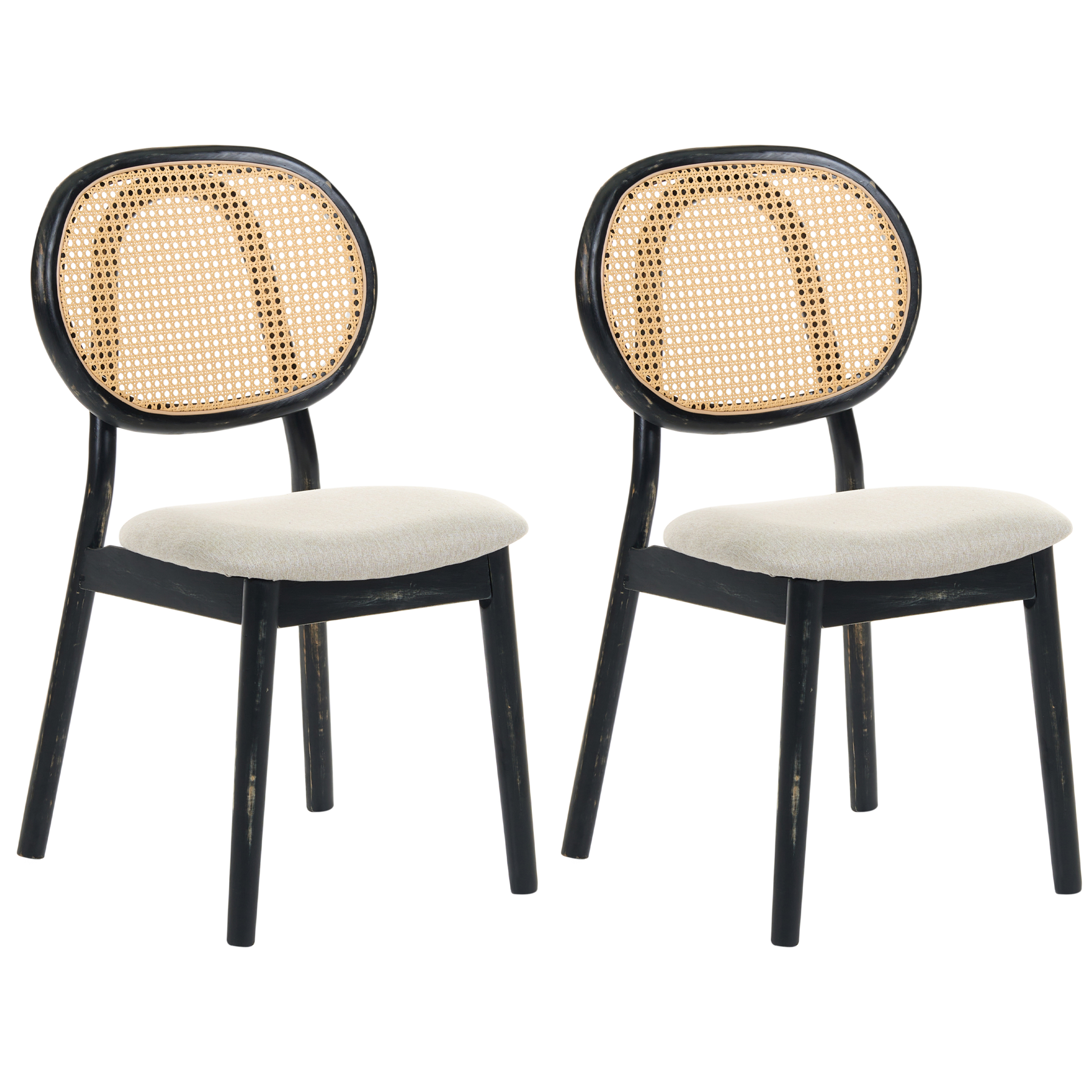 Set med 2 stolar GAVIOTA Trä Svart/ Beige