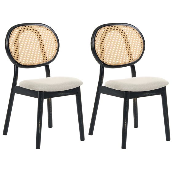 Set med 2 stolar GAVIOTA Trä Svart/ Beige