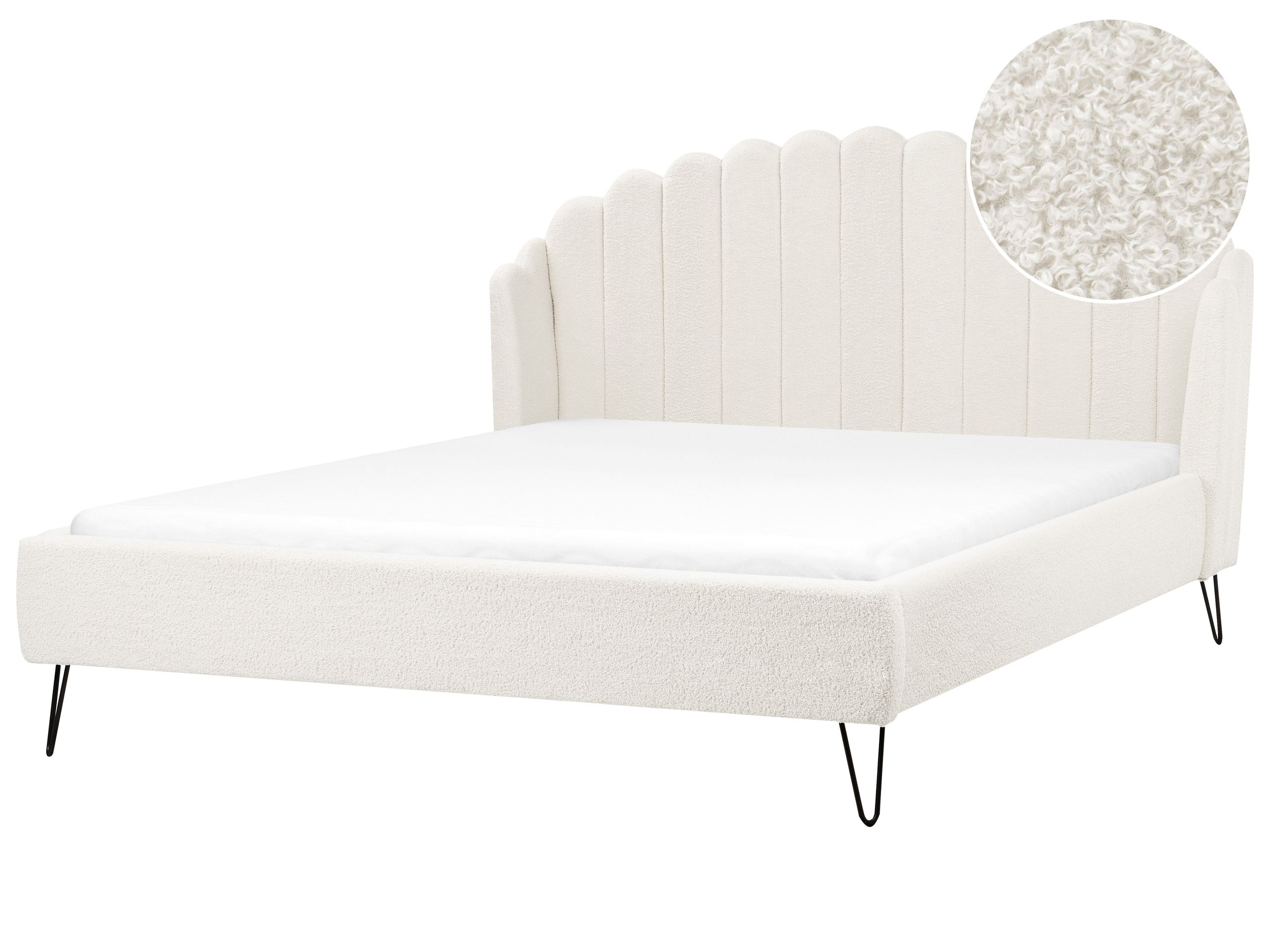 Säng med lamellram Bouclé AMBILLOU 180 x 200 cm Off-White