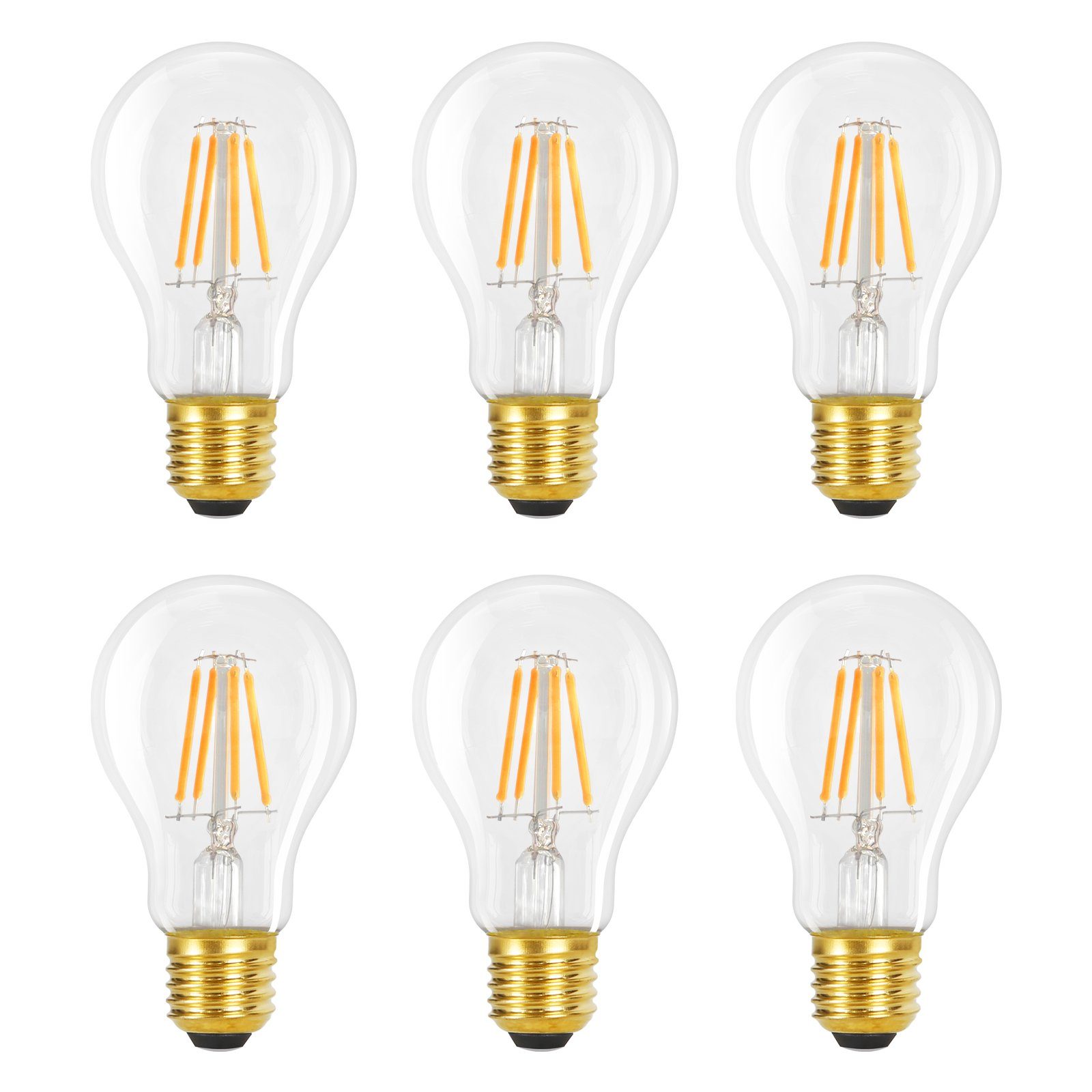 NETTLIFE LED-lampor 6 st E27 4W 2700K A60 Vintage Edison-lampor