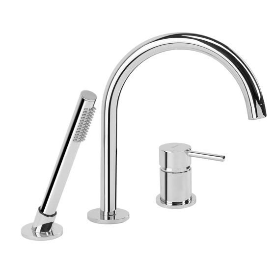 REA 3-håls badkarsblandare Lungo , Krom, 23,5x6,5x27,5cm