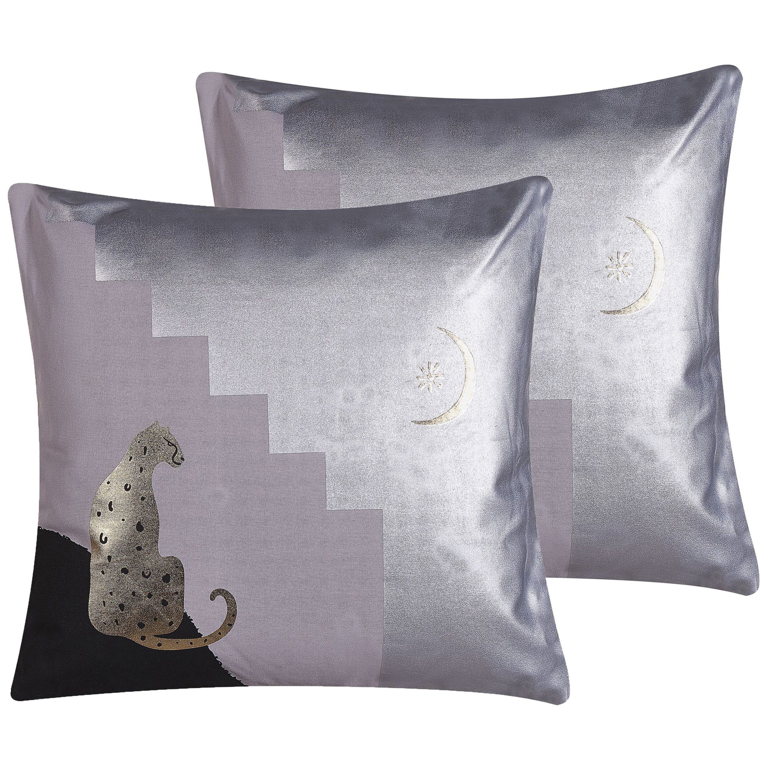 Set med 2 prydnadskuddar DIGITALIS 45 x 45 cm Bomull Grå Abstrakt tryck