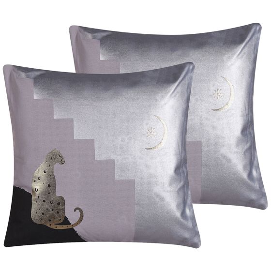 Set med 2 prydnadskuddar DIGITALIS 45 x 45 cm Bomull Grå Abstrakt tryck