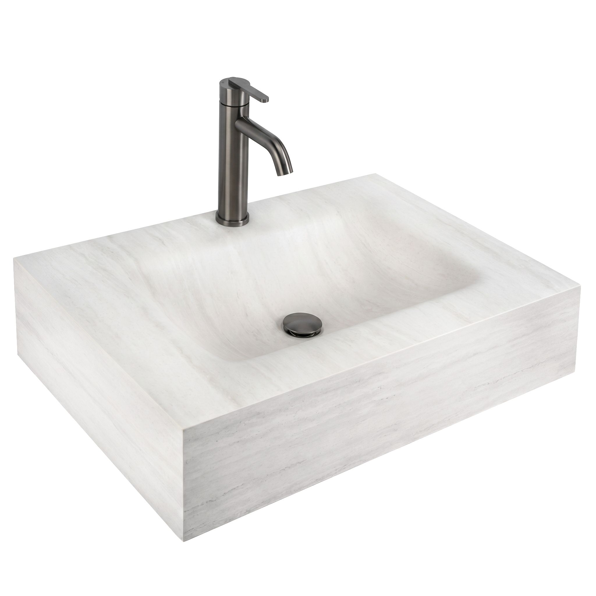 REA Vägghängt Tvättställ APOLLO MURALTO ROMA 80 Vit, 80x50x20cm