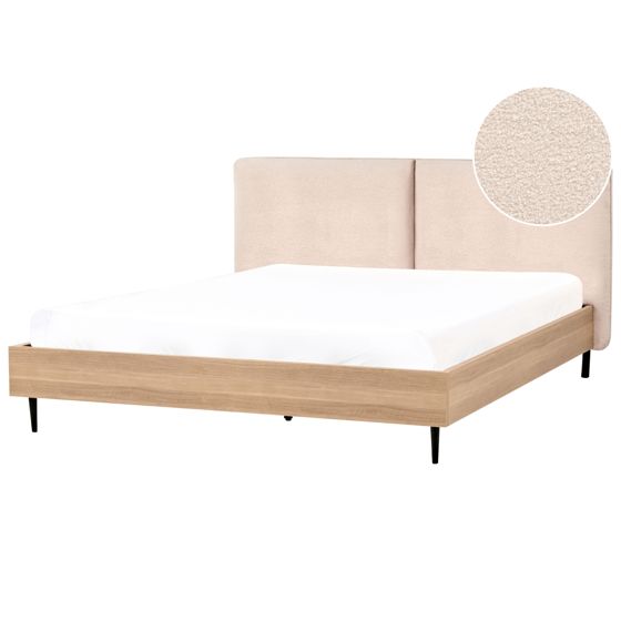 Säng med lamellram Bouclé LIMANTON 180 x 200 cm Beige
