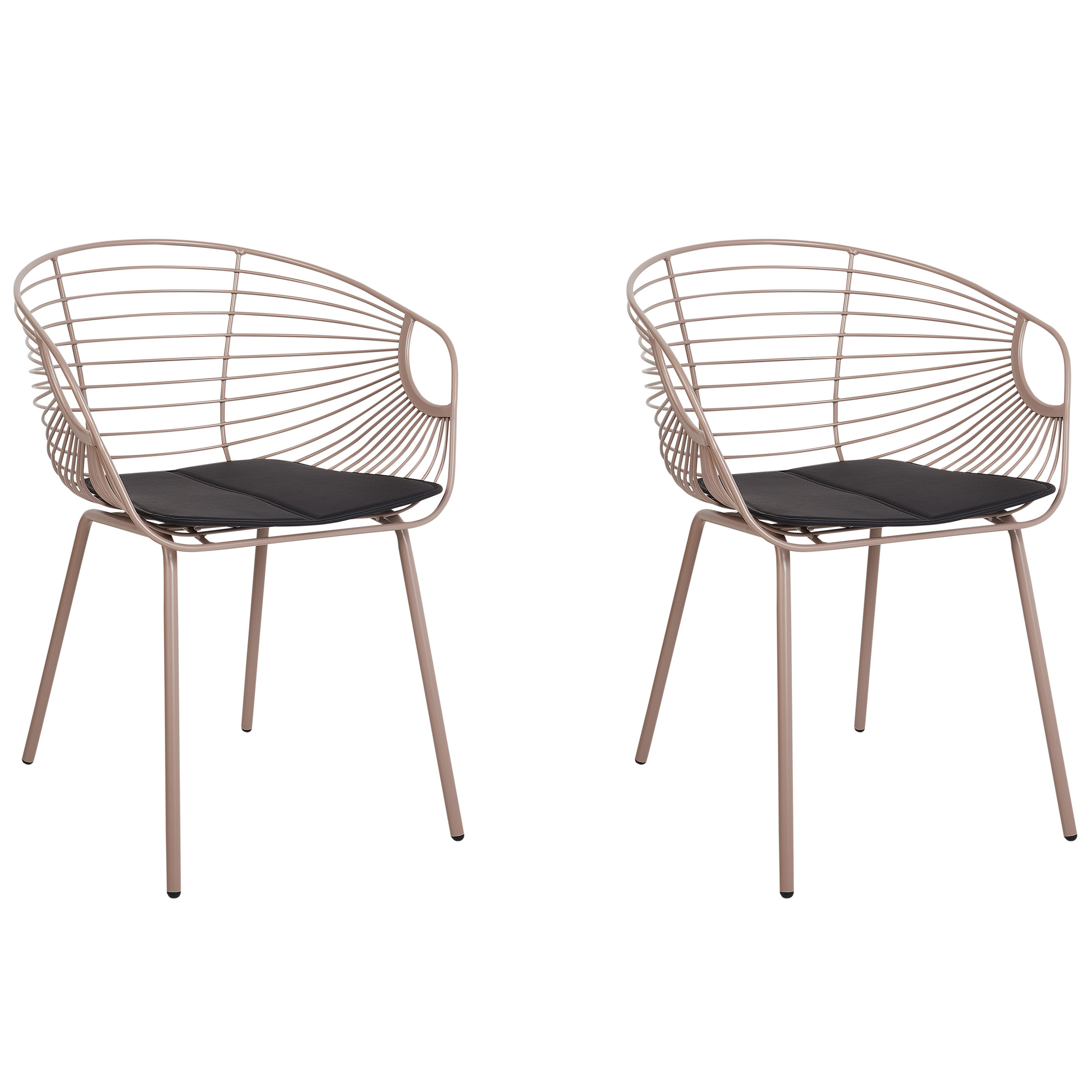Set med 2 matstolar HOBACK Metall Beige