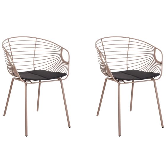 Set med 2 matstolar HOBACK Metall Beige