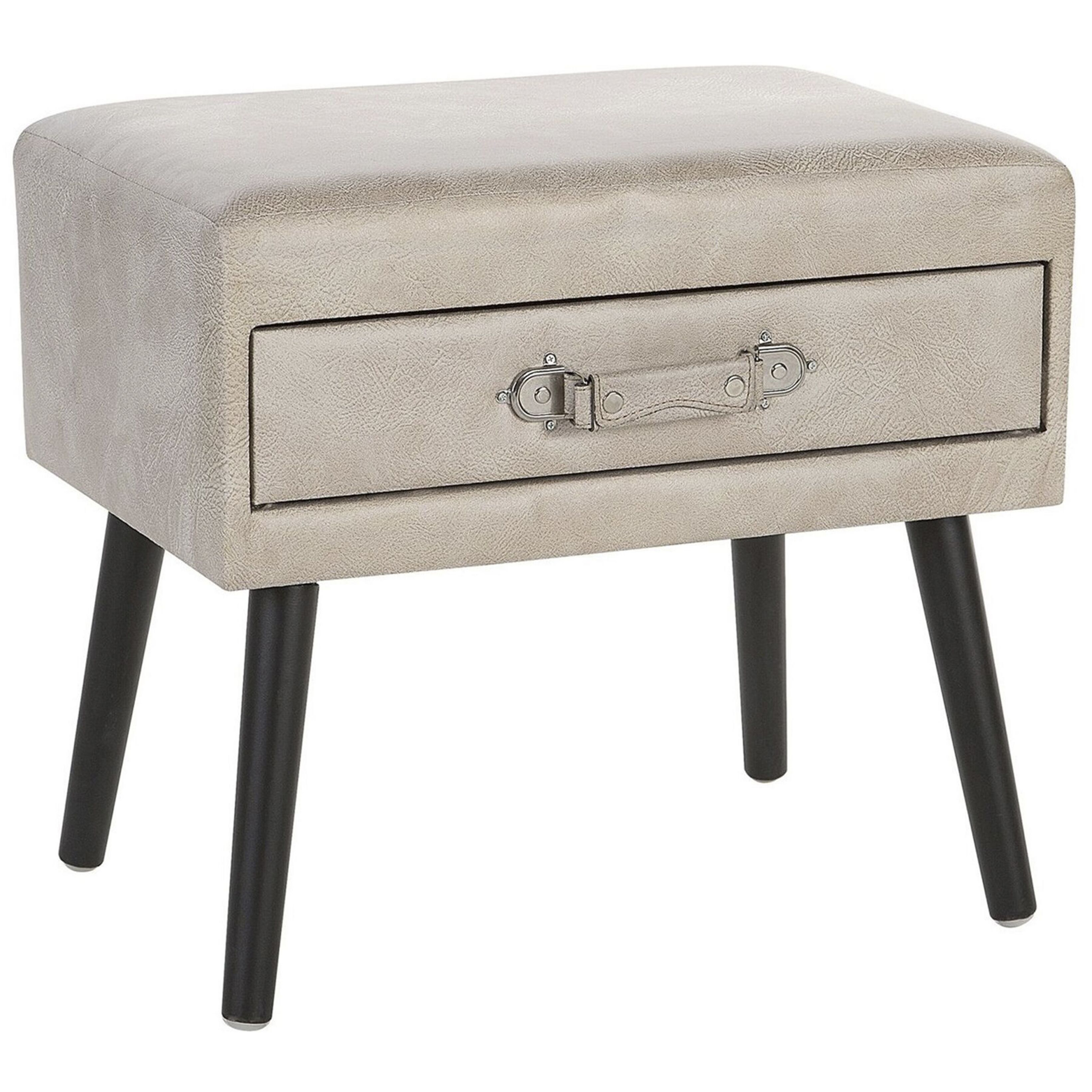 Sängbord med förvaringslåda EUROSTAR Konstläder Beige