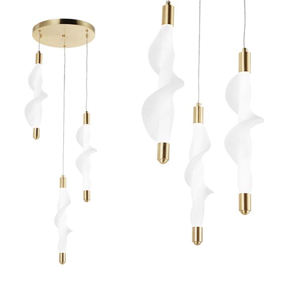 TOOLIGHT hängande taklampa LED G009-3CPR Vit/Guld 80x25,5x80cm