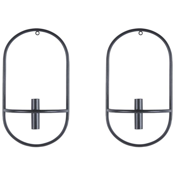 Set med 2 väggljusstakar CAVIANA 38 cm Metall Svart