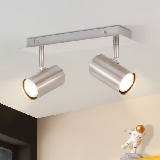 NETTLIFE 2 GU10 takspotlights 330° justerbara nickel för inomhus/hall modern väggspotlight för kök vardagsrum utan glödlampa