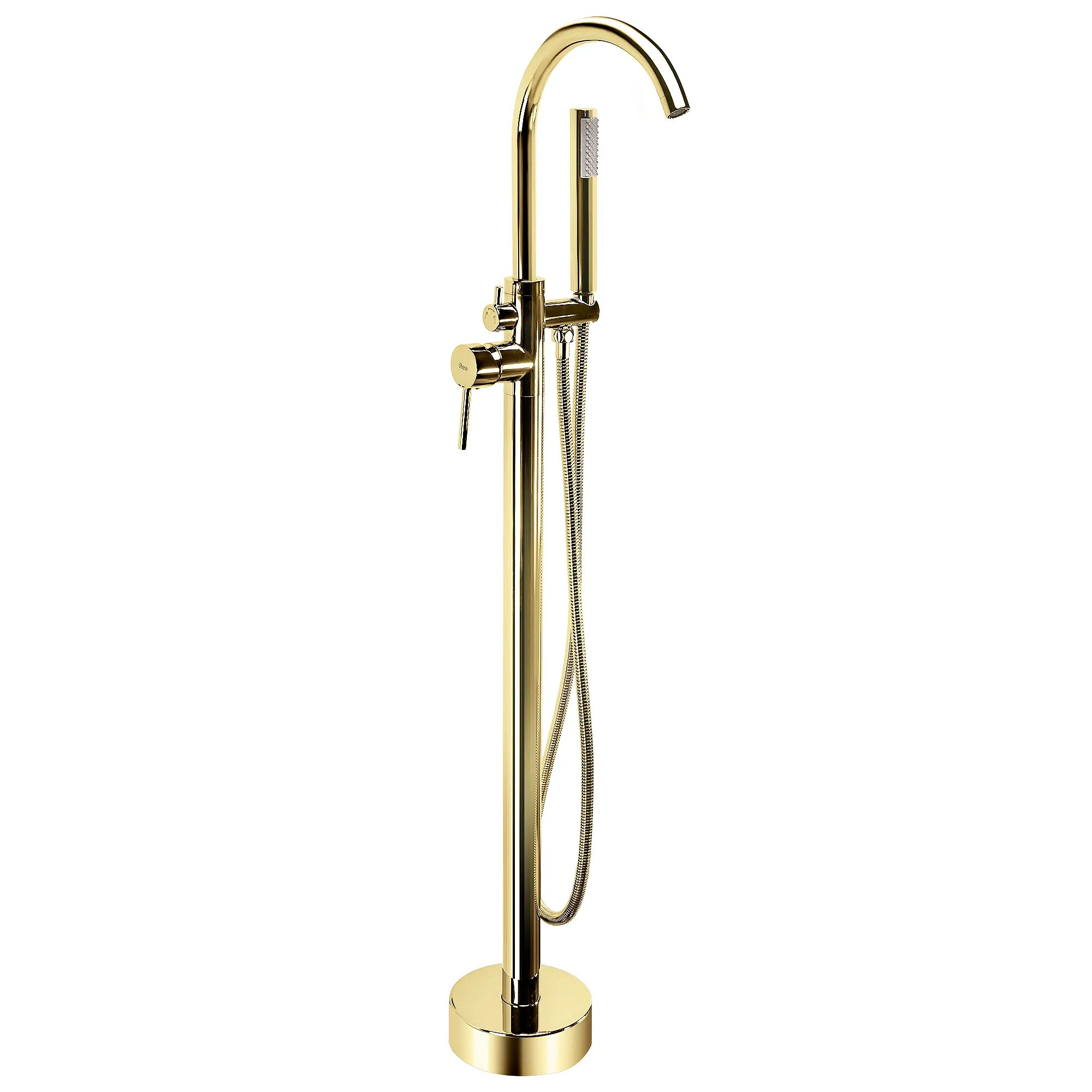 REA Golvmonterad Badkarsblandare Lungo Guld, 26x20,5x110,5cm