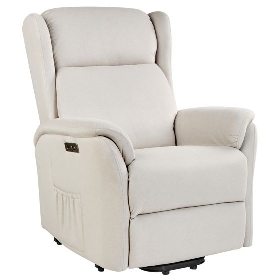 Elektrisk reclinerfåtölj ELEGY Inklusive fotstöd Sammet Ljusbeige