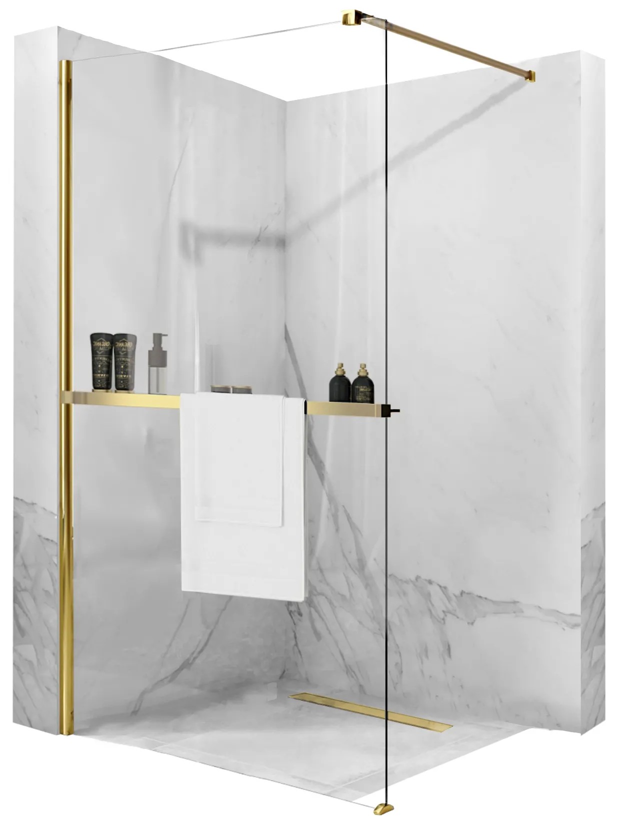 REA Duschvägg AERO N WALK IN 110 Guld, 1,8x110x195cm