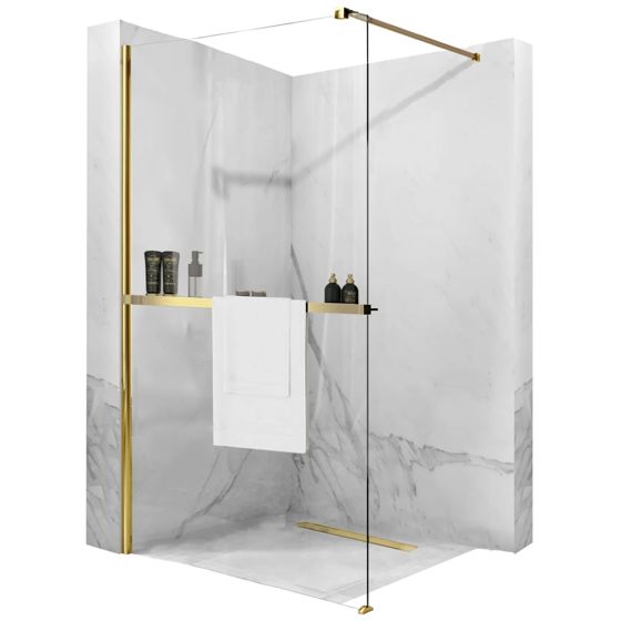 REA Duschvägg AERO N WALK IN 110 Guld, 1,8x110x195cm