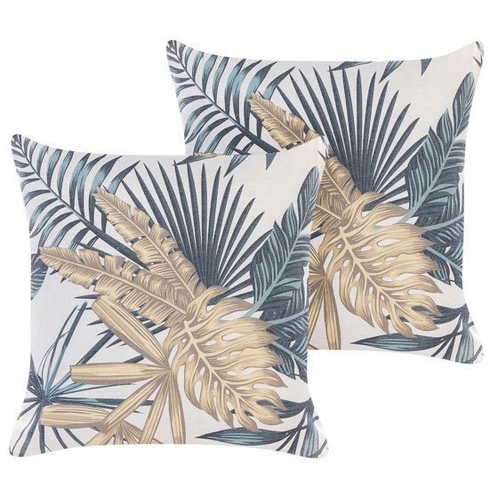 Set med 2 prydnadskuddar TAGETES 45 x 45 cm Flerfärgad Växtmotiv