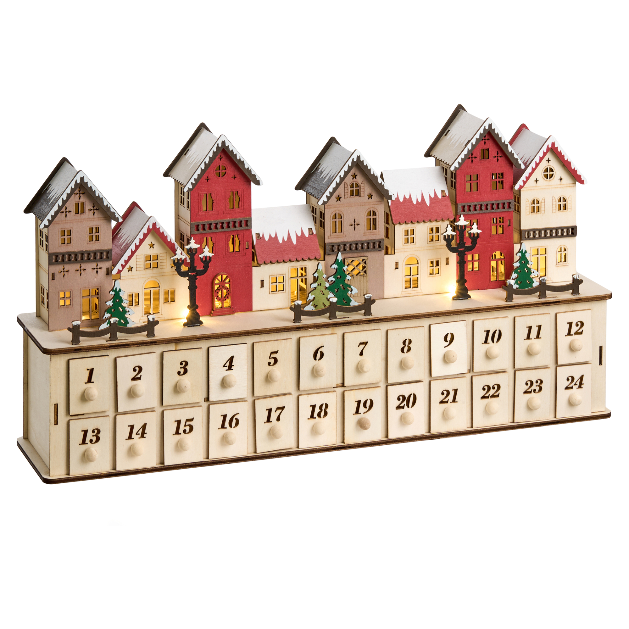 Julpynt LED VISTERFLO 24 cm Adventskalender Ljusbrun