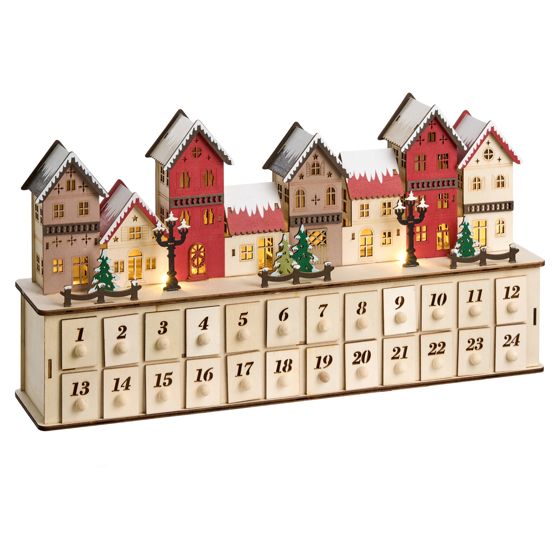 Julpynt LED VISTERFLO 24 cm Adventskalender Ljusbrun