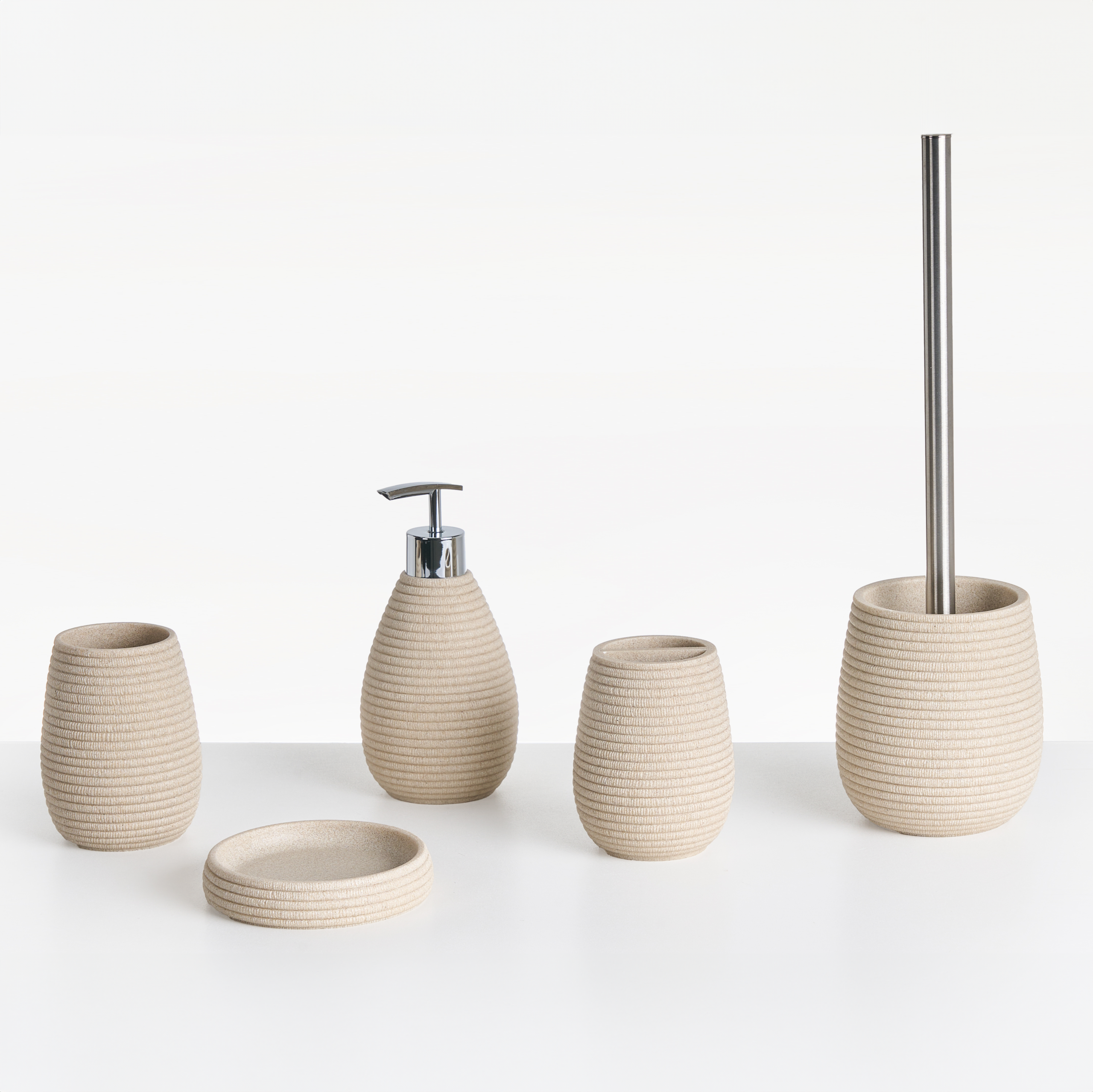 Set med badrumstillbehör i 5 delar QUILA Ljusbeige