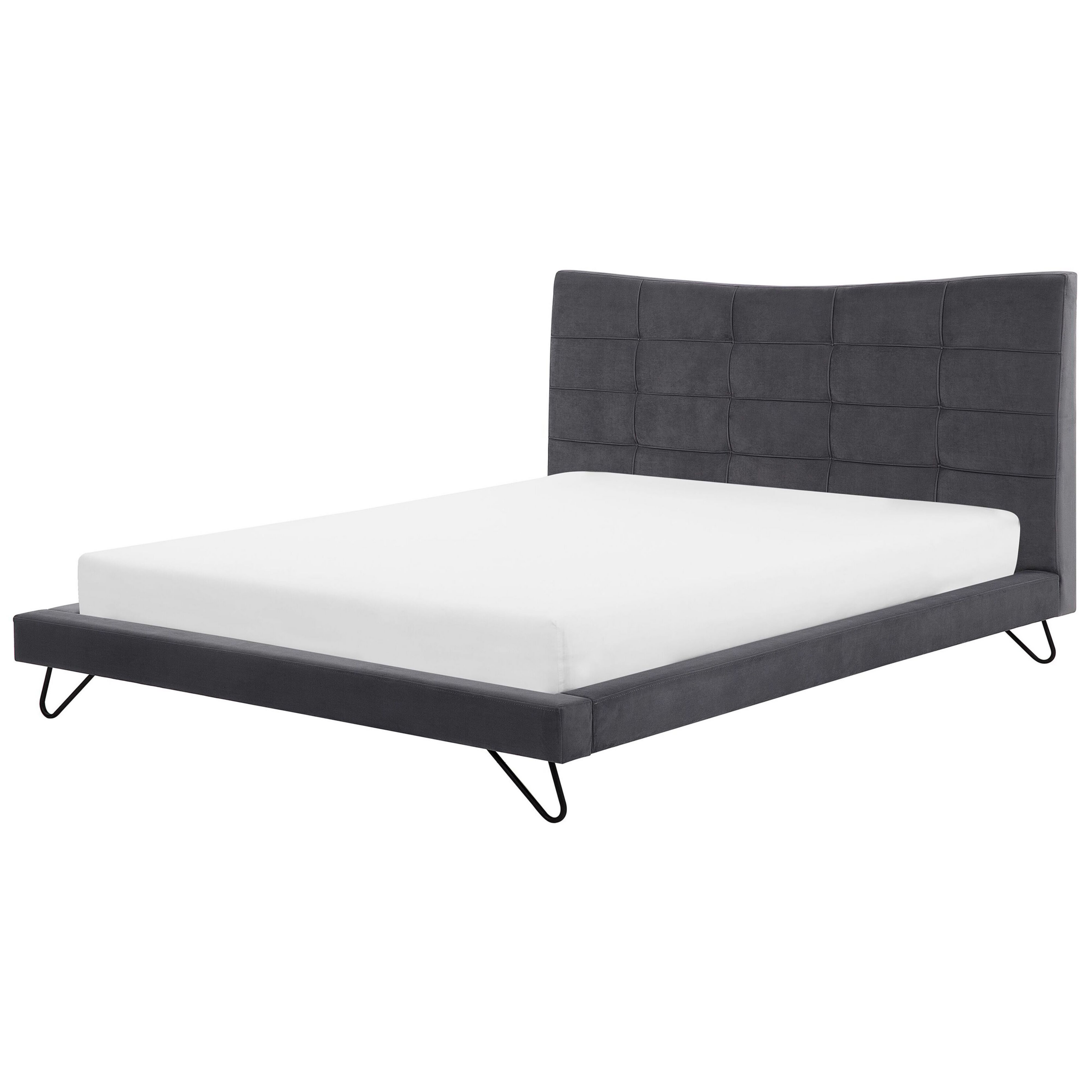 Säng med lamellram Sammet LANNION 180 x 200 cm Mörkgrå