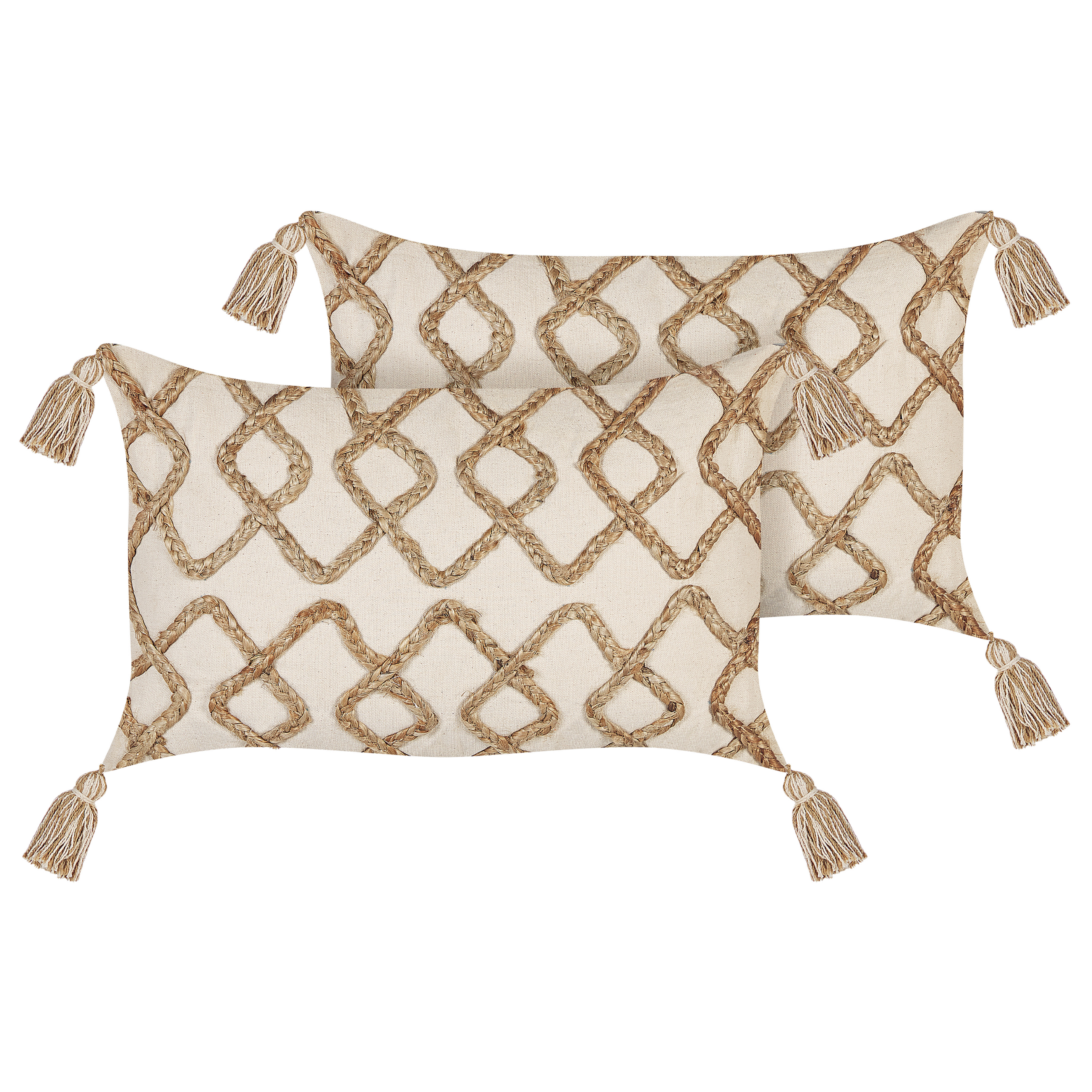 Set med 2 prydnadskuddar INCANA 30 x 50 cm Bomull Beige Geometriskt tryck