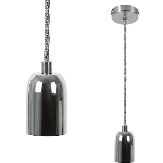 NETTLIFE silver, metall, pendellampa, diameter, 10 cm,, E27Vintage - sockel, 13 m, Edison - industrikabel