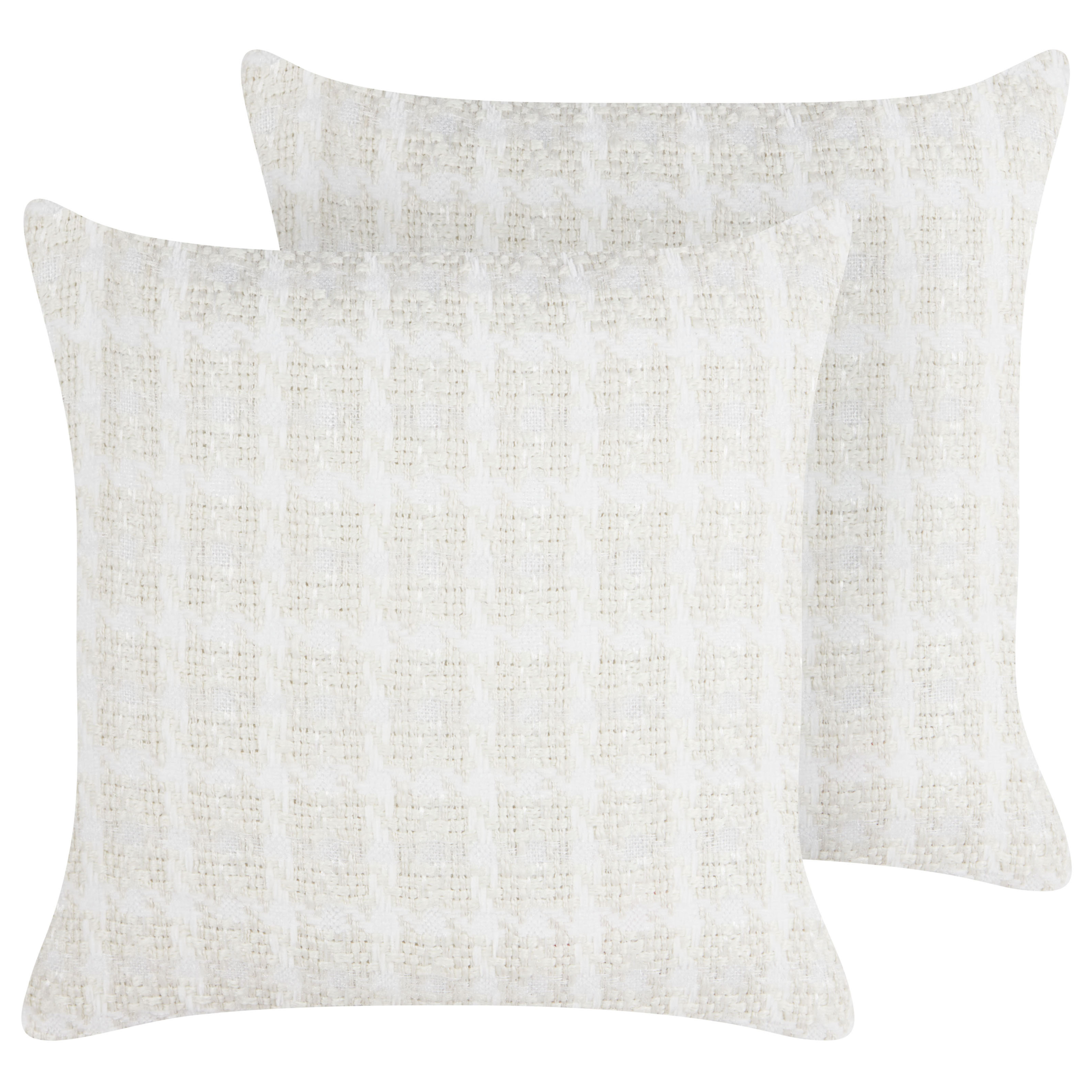Set med 2 prydnadskuddar DOURIS 45 x 45 cm Ljusbeige Rutigt tryck