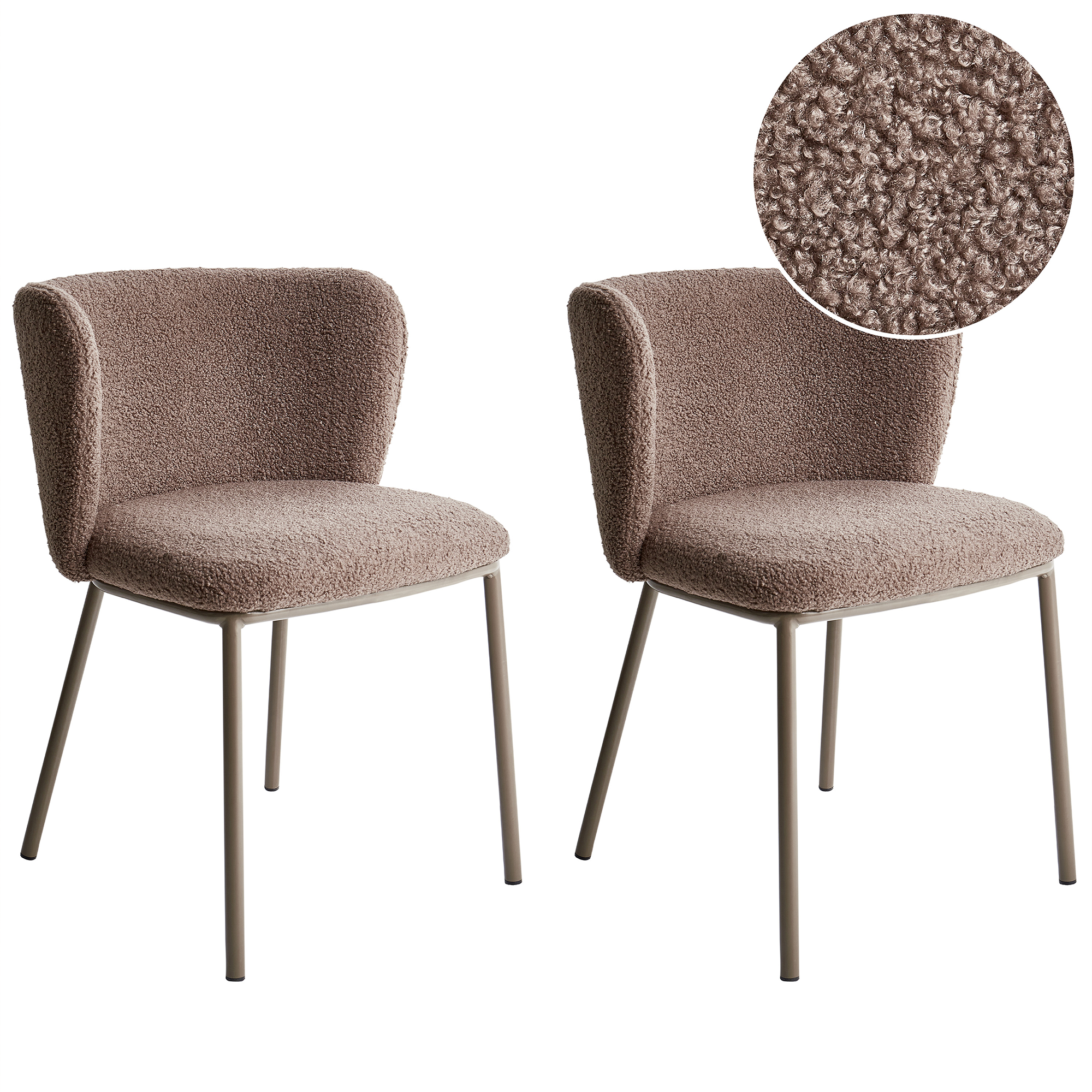 Set med 2 matstolar MINA II Bouclé Ljusbrun