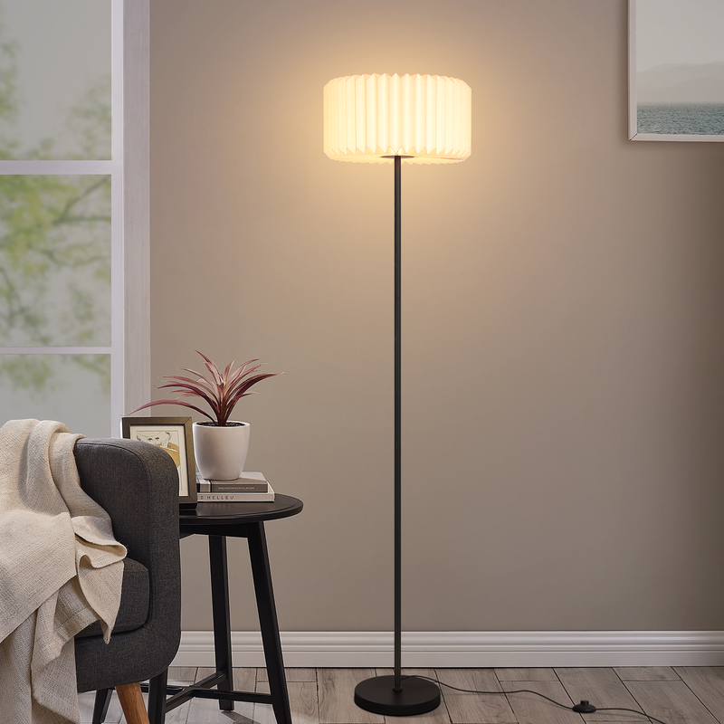 NETTLIFE Vintage golvlampa vardagsrum golvlampa - golvlampa vit pappersskärm golvlampa vardagsrumslampa G9