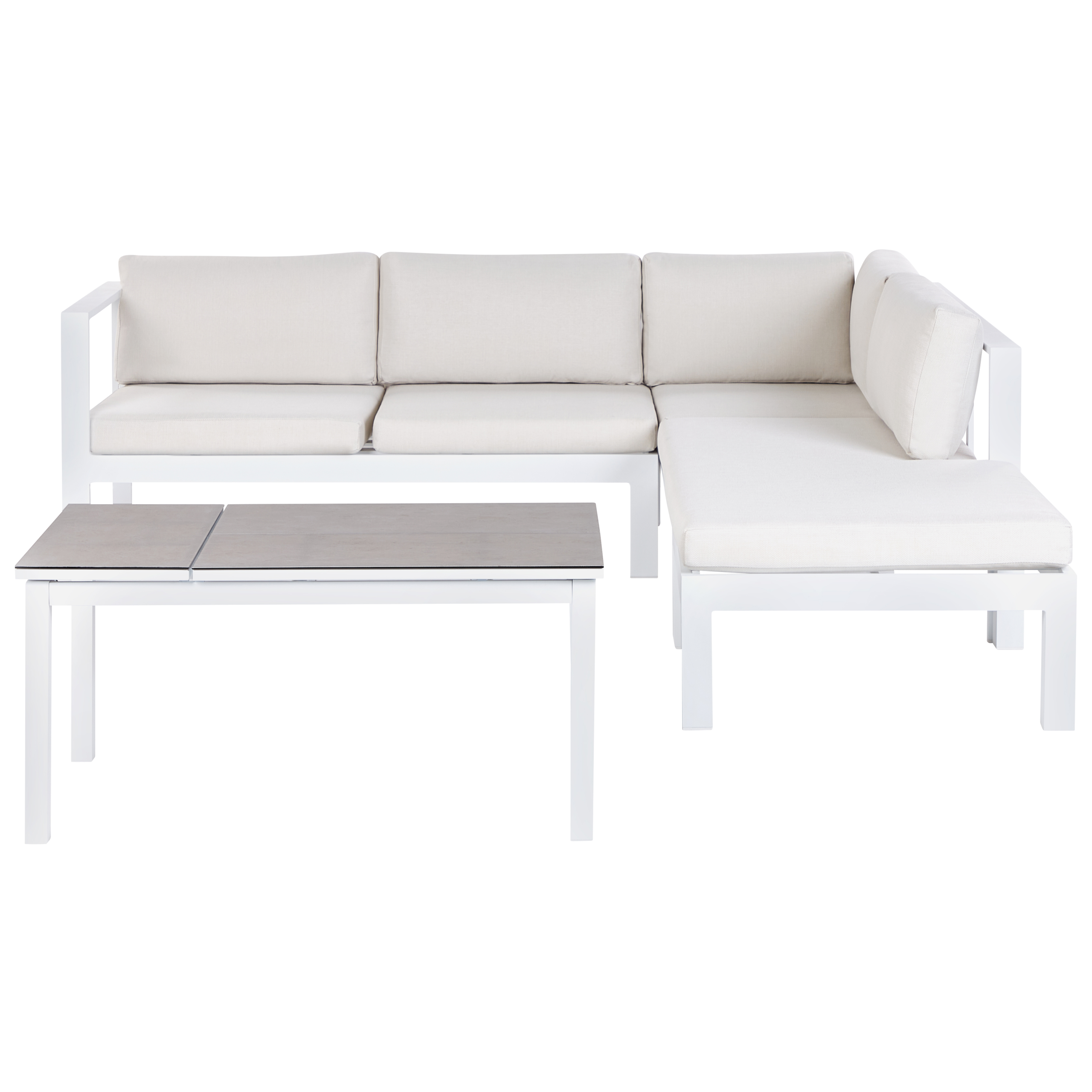 Trädgårdshörnsoffa med bord 5-sits MESSINA Metall Off-White Vänstervänd