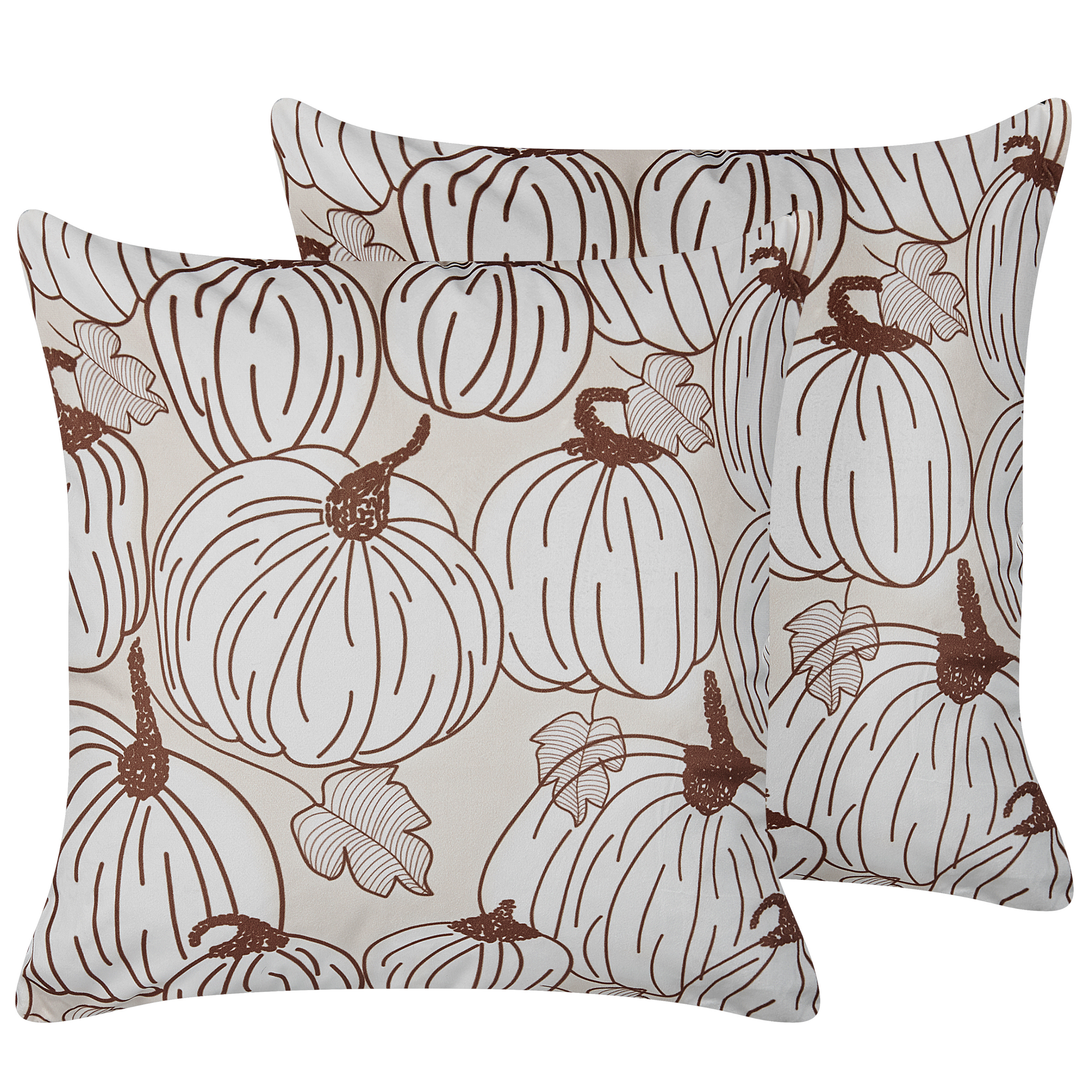 Set med 2 prydnadskuddar GOURD 45 x 45 cm Sammet Beige Växtmotiv