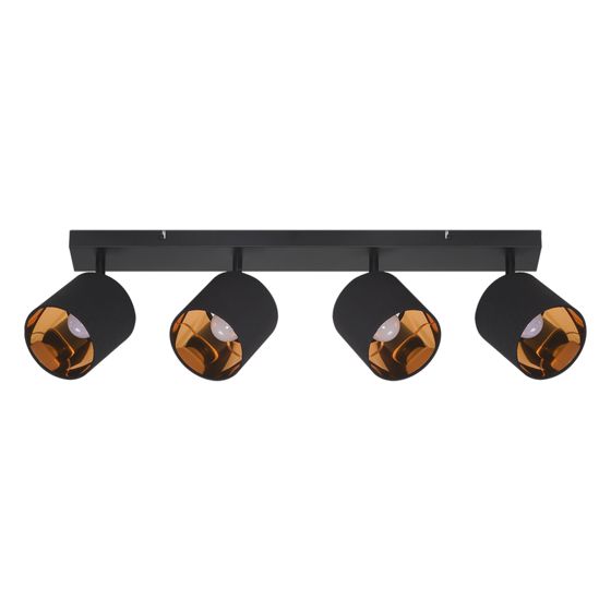NETTLIFE 4 svarta vintage takspotlights E14 350° roterbara MAX 25W med tygnät för sovrum, hall, vardagsrum (utan glödlampa)