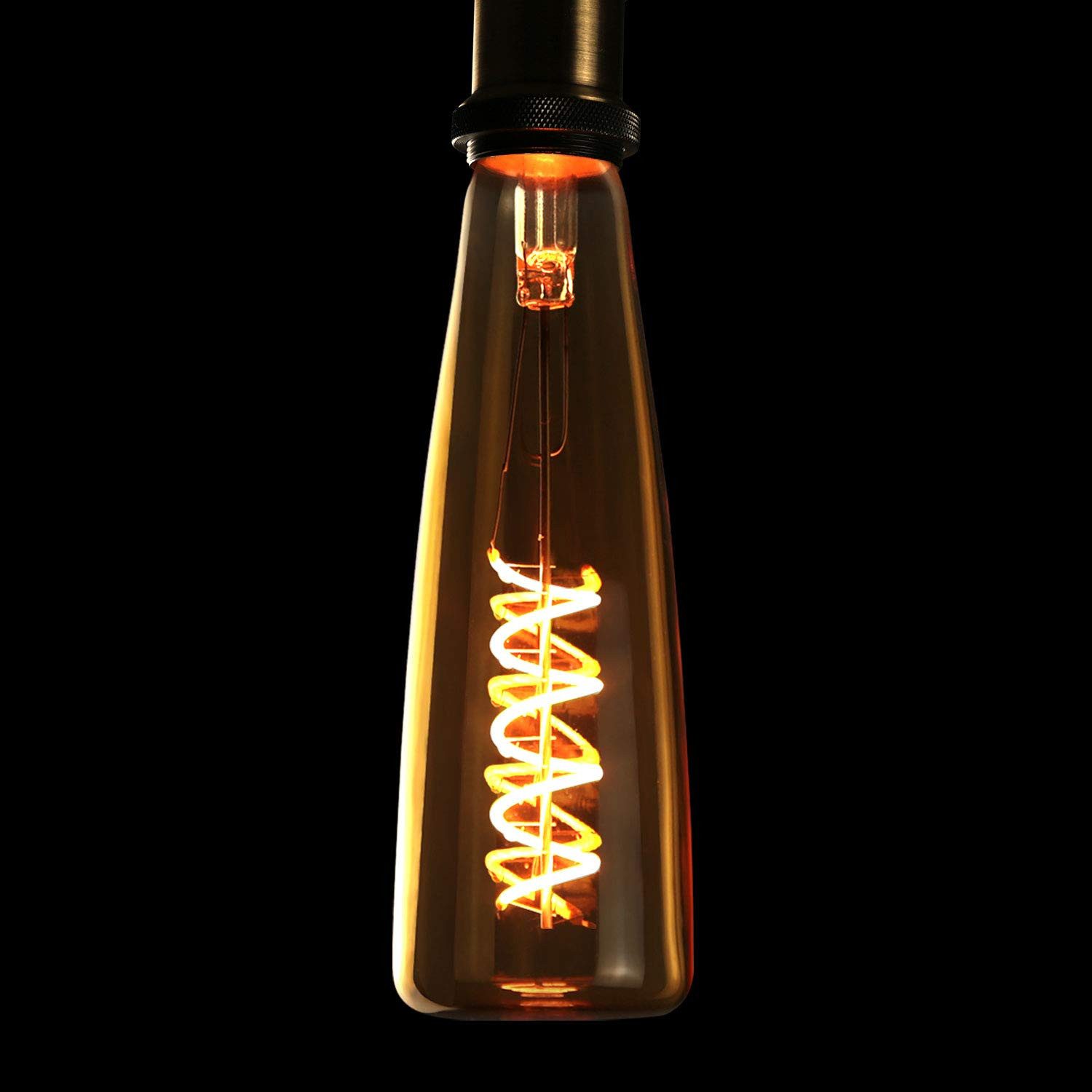 NETTLIFE E27 LED-lampa retro Edison 4W vinflaskformad varmvit 2200K guldfärg spiralformad glödtråd dekorativ