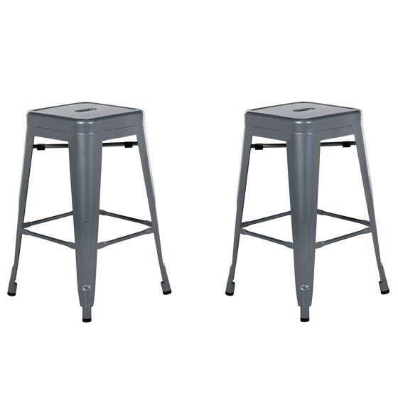 Set med 2 barstolar CABRILLO Metall Grå