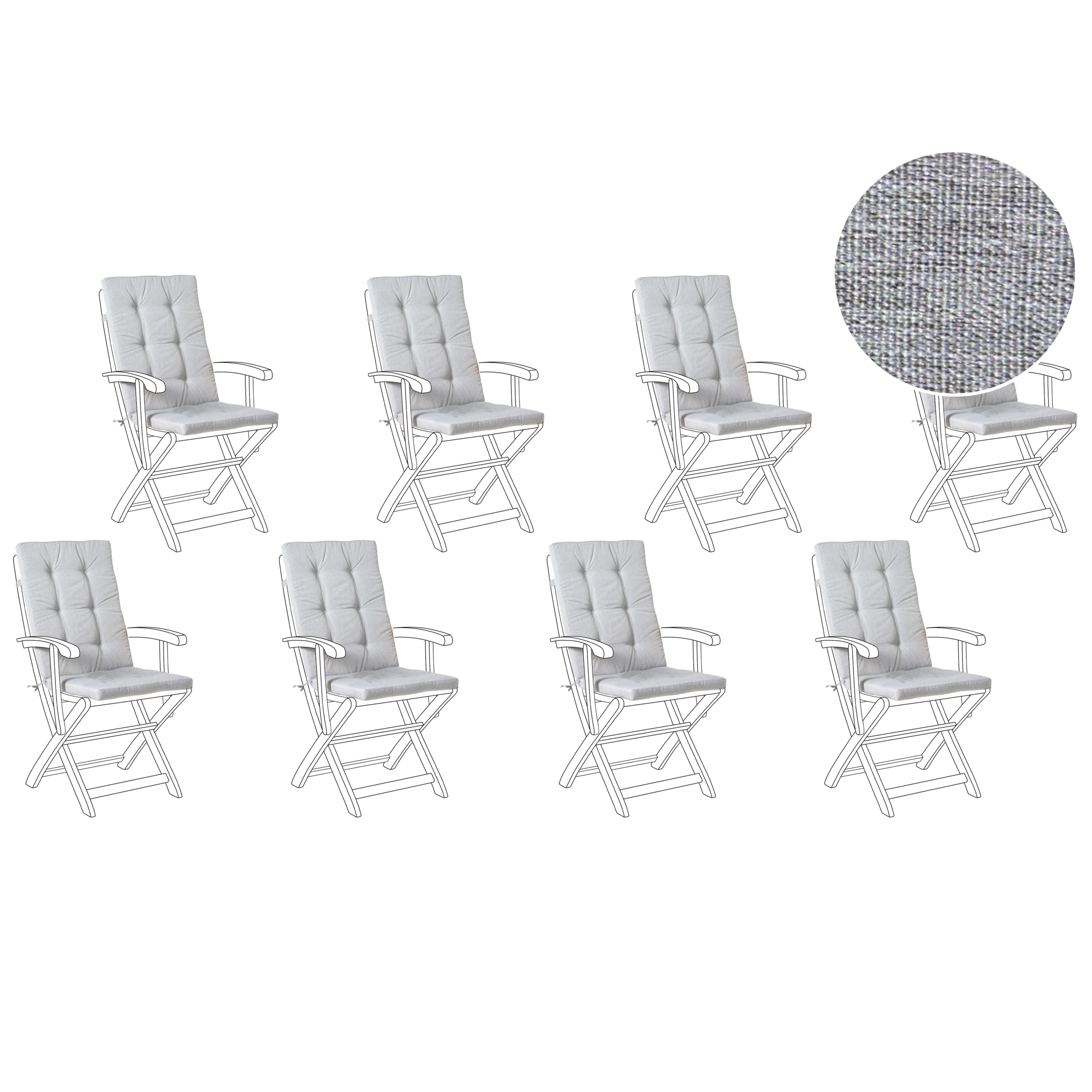 Set med 8 rygg-/sittdynor MAUI PREMIUM Gråmelerad