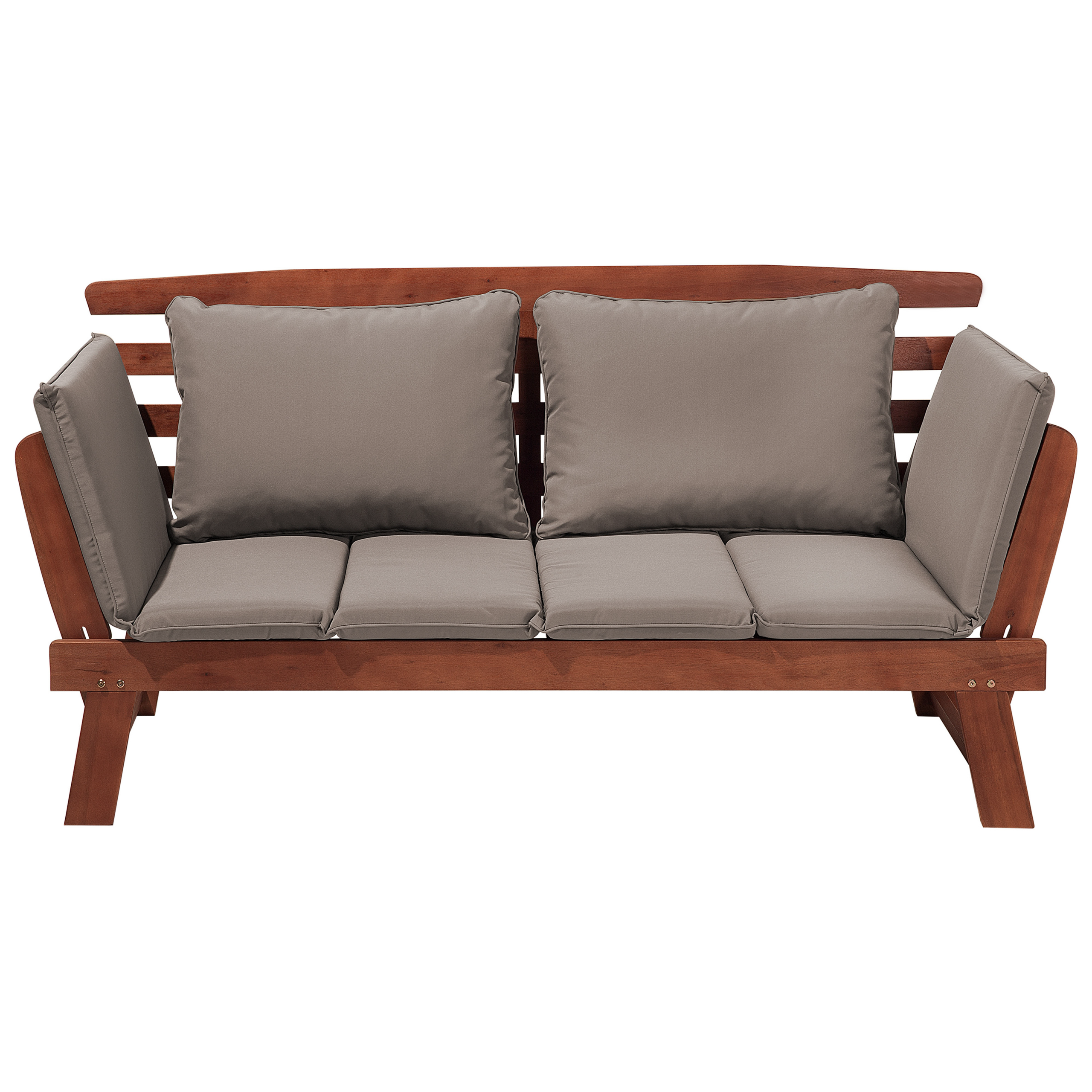 Trädgårdsbänk med dyna PORTICI 210 cm Eukalyptusträ Mörkbrun/ Taupe