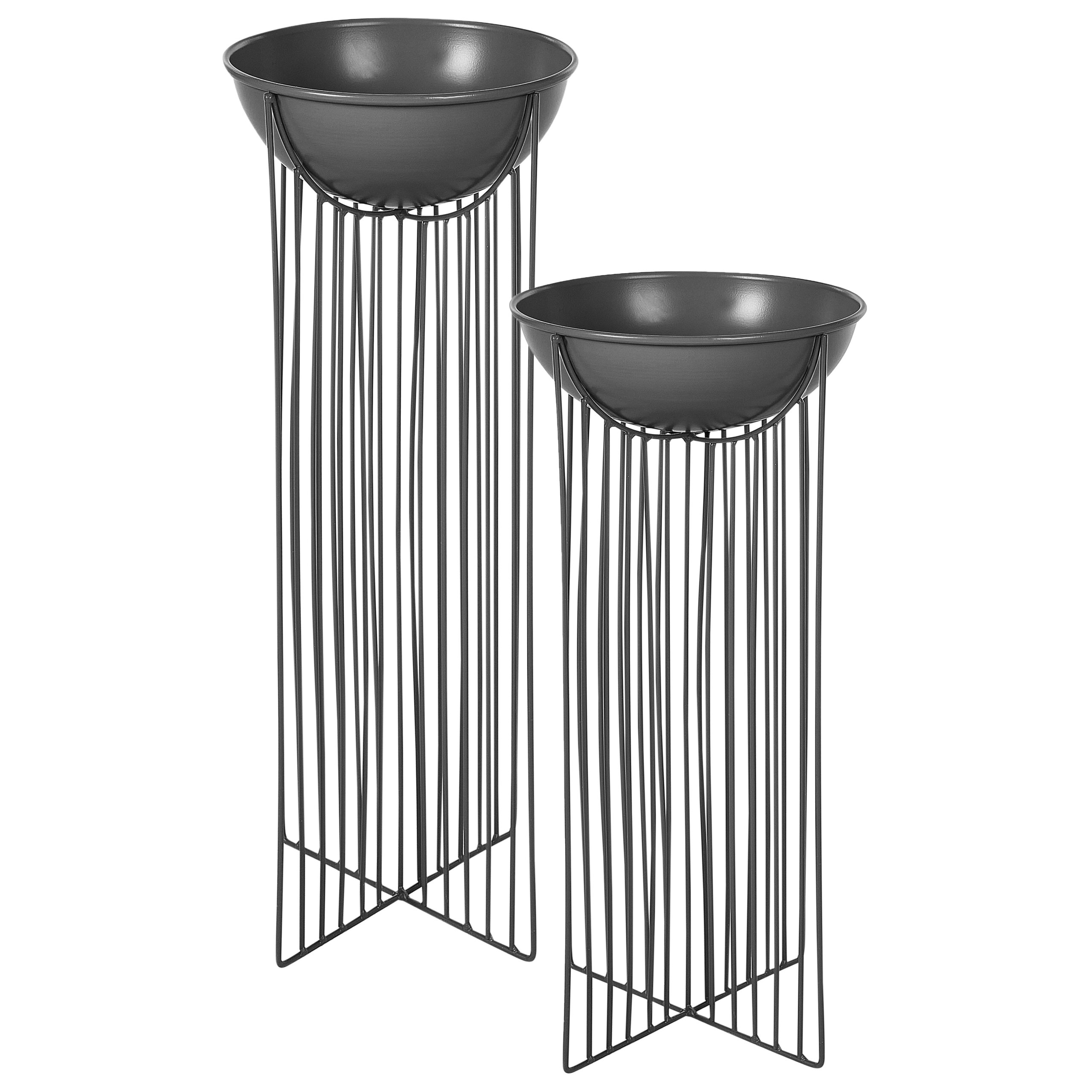 Set med 2 upphöjda växtkrukor FICARIA 22 cm Metall Svart