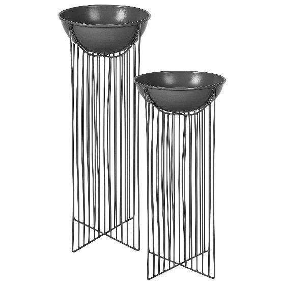 Set med 2 upphöjda växtkrukor FICARIA 22 cm Metall Svart