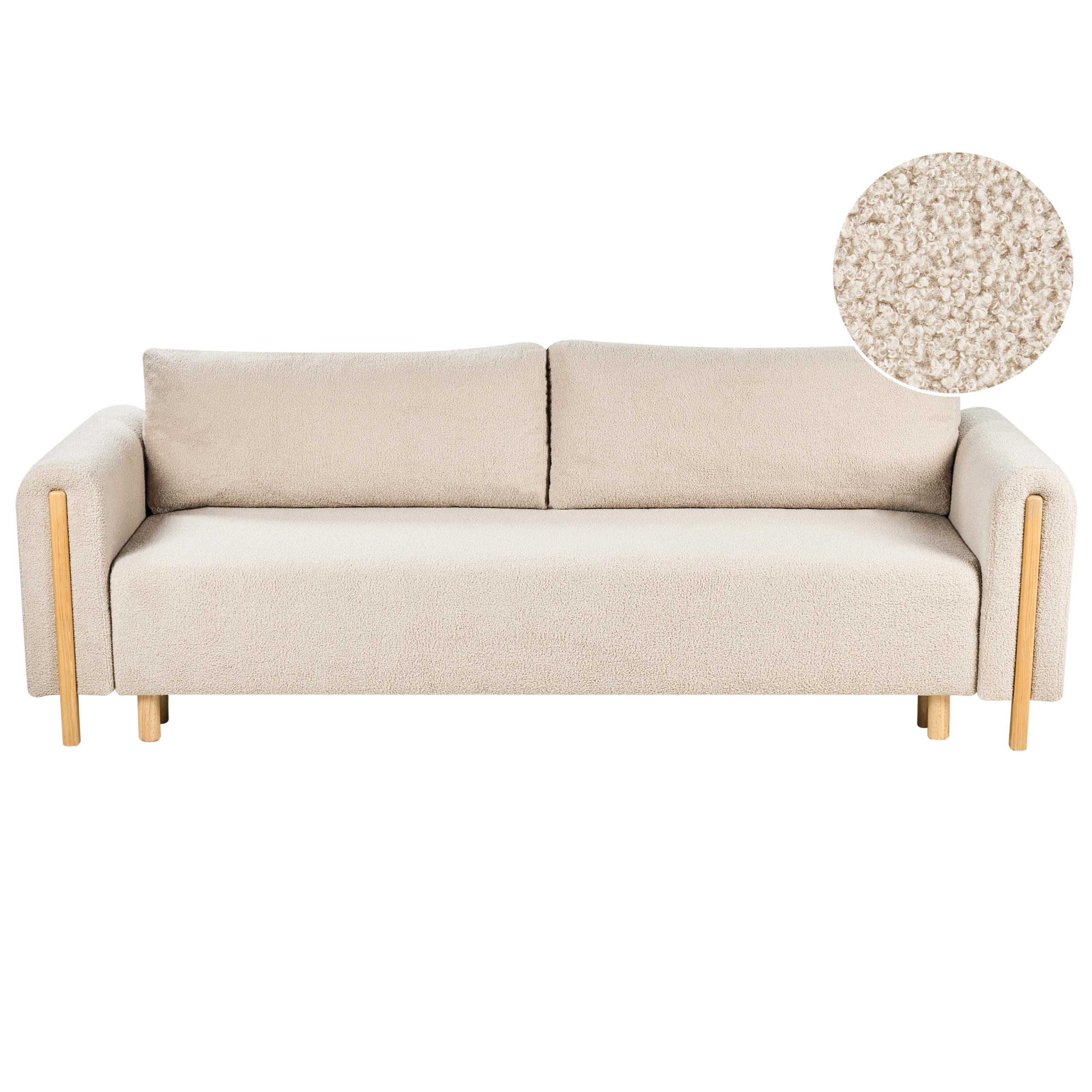 Bäddsoffa 3-sits KVAM med förvaring Bouclé Ljusbeige