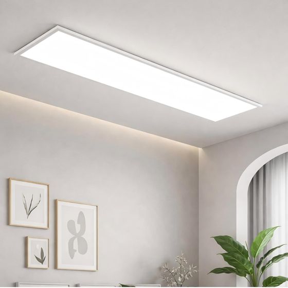 NETTLIFE dimbar LED-taklampa 100x25 cm lång platt takpanel med fjärrkontroll stor vit 24W