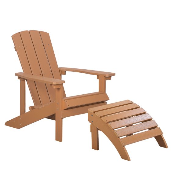Trädgårdsstol ADIRONDACK med fotpall Brun