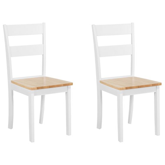 Set med 2 matstolar GEORGIA Trä Vit