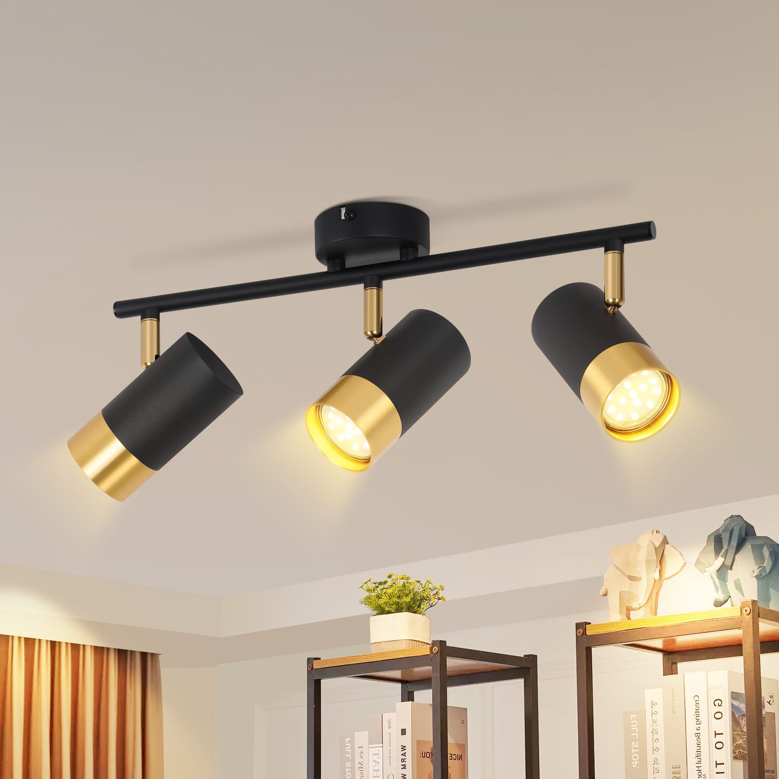 NETTLIFE GU10 taklampa hall svart guld vintage - spotlight 350° vridbar för vardagsrum sovrum kök