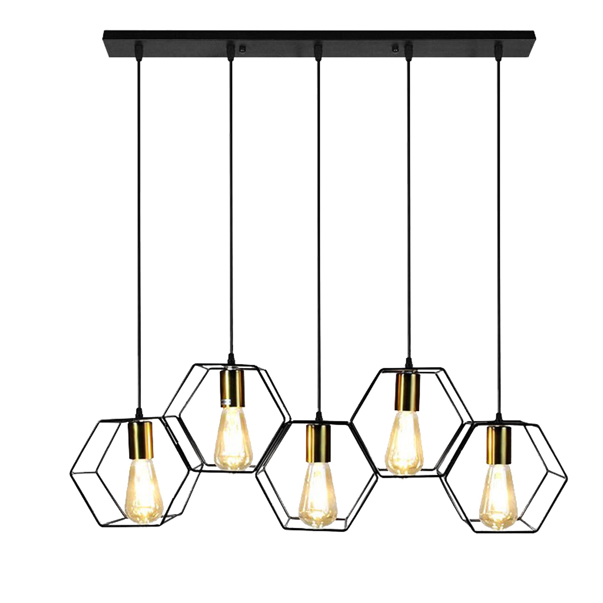 TOOLIGHT hängande taklampa APP1133-5CP Svart/Guld 15,5x78x25,5cm