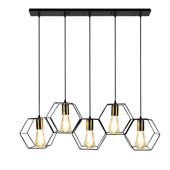 TOOLIGHT hängande taklampa APP1133-5CP Svart/Guld 15,5x78x25,5cm
