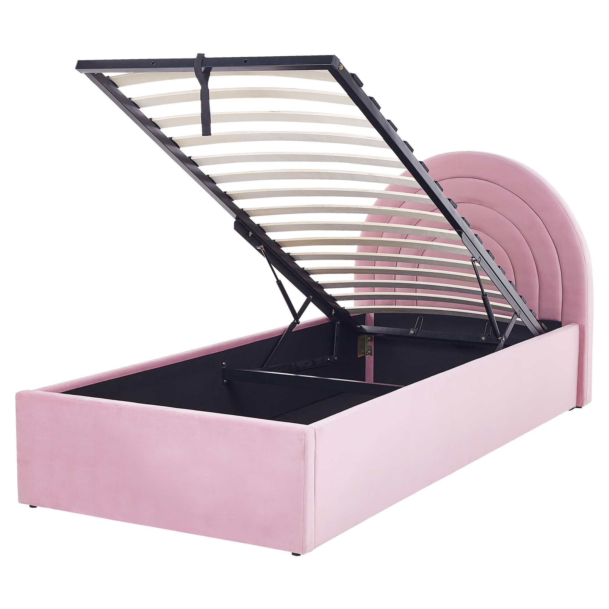 Barnsäng med förvaring ANET Sammet Rosa 90 x 200 cm