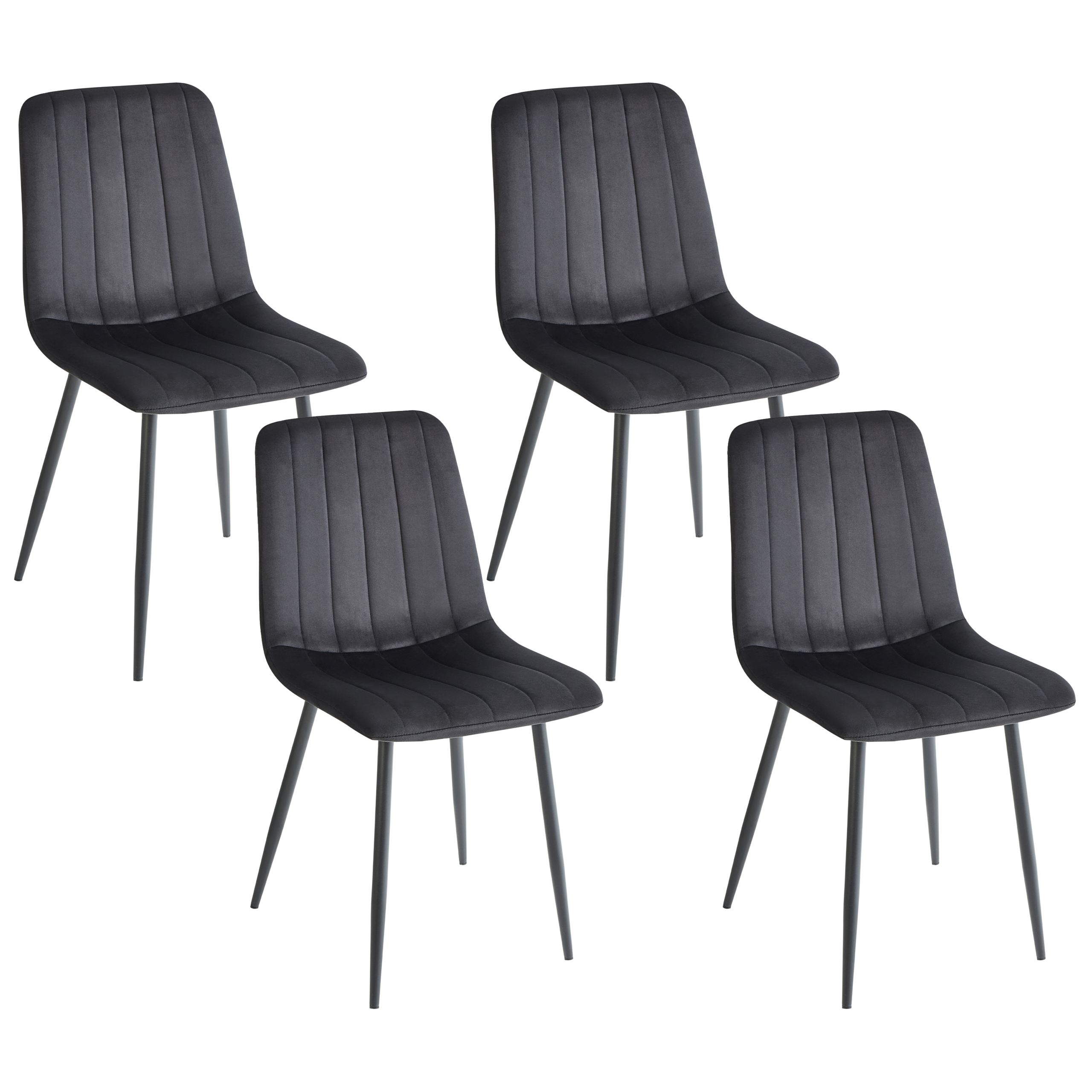 Set med 4 matstolar KALISPELL Sammet Svart