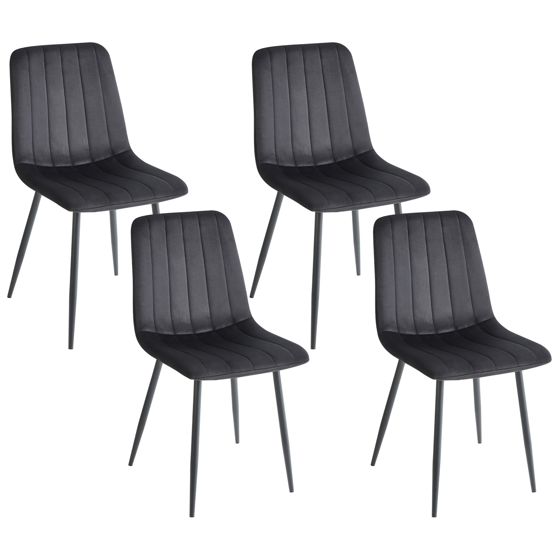Set med 4 matstolar KALISPELL Sammet Svart