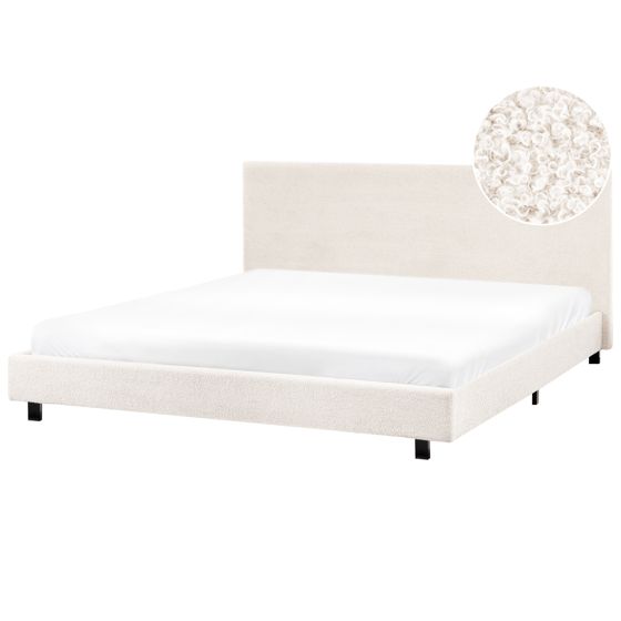 Säng med lamellram Bouclé ALBI 180 x 200 cm Off-White
