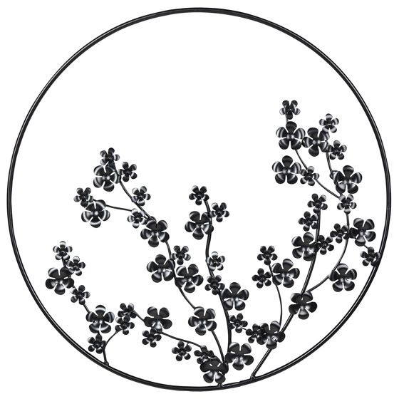 Väggdekoration Blomma STRONTIUM 70 cm Metall Svart